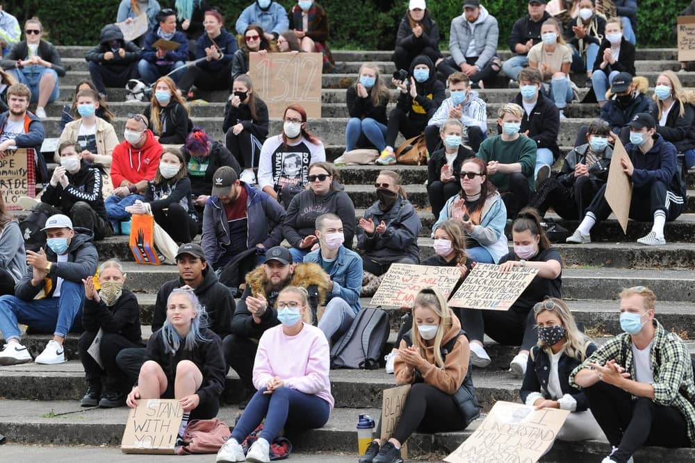 Protesters at the Stanley Park event