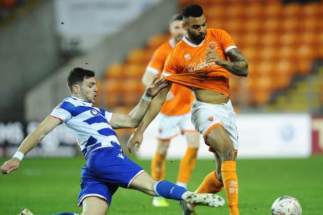 Curtis Tilt in FA Cup action against Reading in his penultimate game for Blackpool