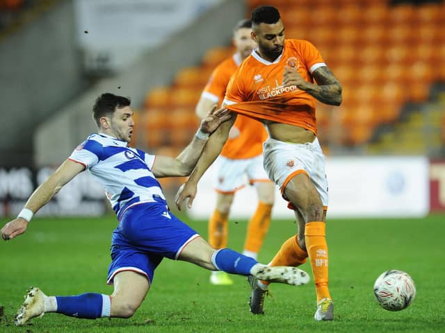 Curtis Tilt in FA Cup action against Reading in his penultimate game for Blackpool