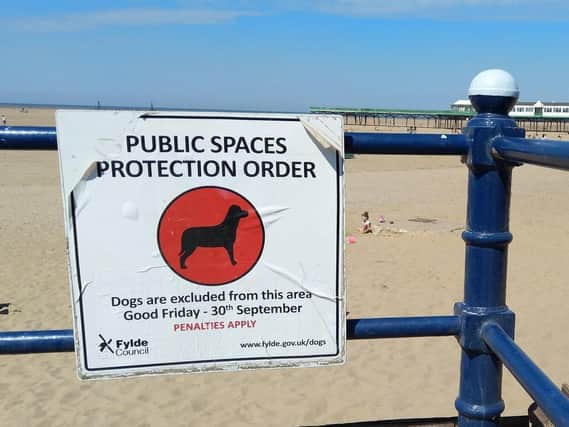 The seasonal dog ban at S t Annes beach runs until the end of September