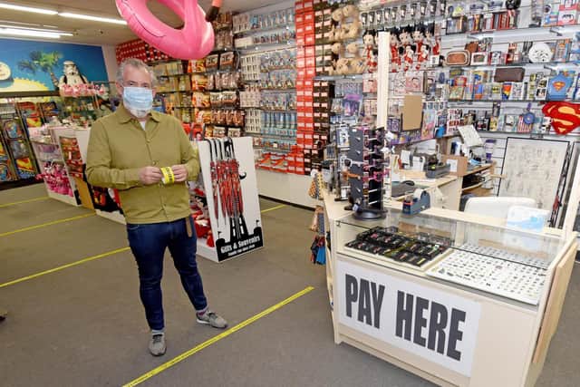 Mark Yates, of Brooks Collectibles, has been getting his store ready to re-open next week.