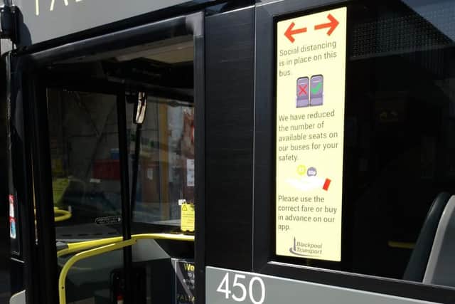 Blackpool Transport buses have social distancing signs to help passengers keep safe