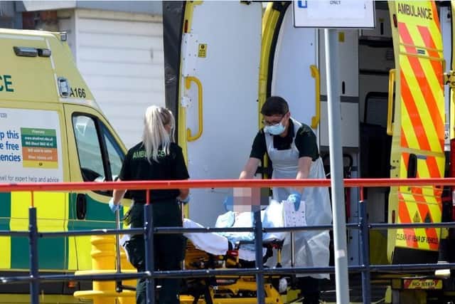A patient arriving at Blackpool Victoria Hospital during the coronavirus Covid-19 pandemic (Picture: Daniel Martino for JPIMedia)