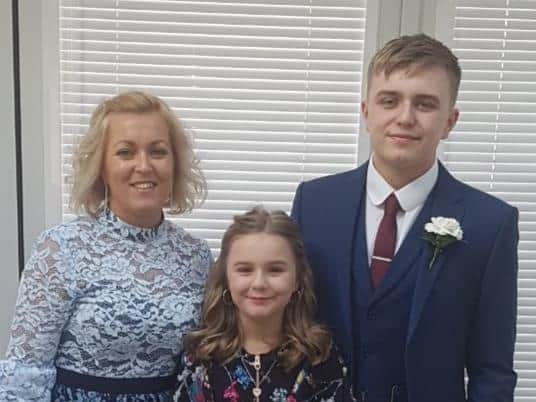 Kirsty with son Sam, 16,and daughter Hannah, 12.