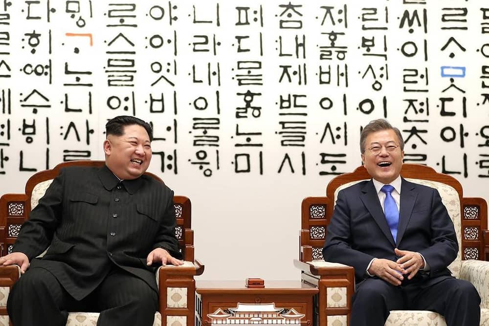 UCLan  has received a major research grant for its Korean studies.
Pictured is   North Korean leader    Kim Jong-un with  South Korean President Moon Jae-in.