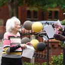 Veronica Worthington celebrates her 100th birthday with family, friends and residents at Headroomgate Care Home.  She is pictured with David Cam, Deputy Lord Lieutenant of Lancashire.