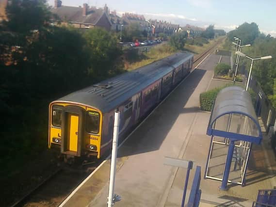 A train at Ansdell and Fairhaven station on the South Fylde Line