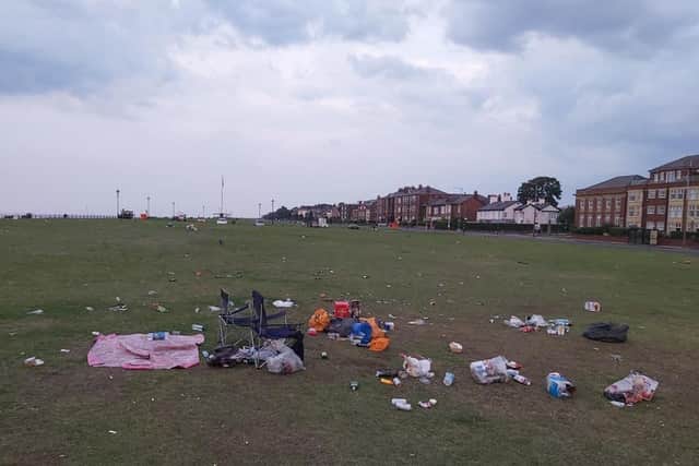 Revellers also reportedly left the field looking like a "rubbish tip". (Photo by Lytham St Annes News)