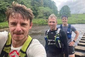 The trio (from left - Rob Simpson, Roger Grogan and James Fletcher) will run 50 miles by the River Ribble  on Saturday in a tough ultra trail challenge to raise money for the Lancashire Women charity