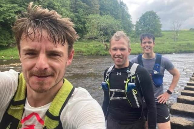 The trio (from left - Rob Simpson, Roger Grogan and James Fletcher) will run 50 miles by the River Ribble on Saturday in a tough ultra trail challenge to raise money for the Lancashire Women charity