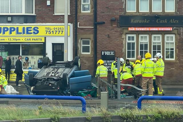 AFord Fiestaended up on its roof following a crash with aVauxhall Vectra, according to police.(Photo by Pawe Gobiewski)