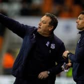 Micky Mellon in his final game as Tranmere boss at Blackpool in March