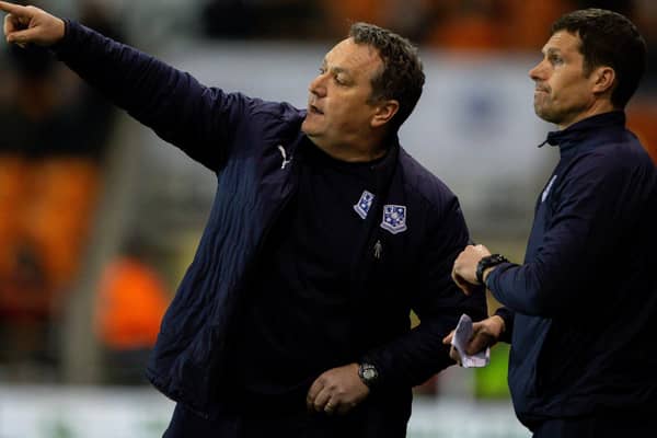Micky Mellon in his final game as Tranmere boss at Blackpool in March