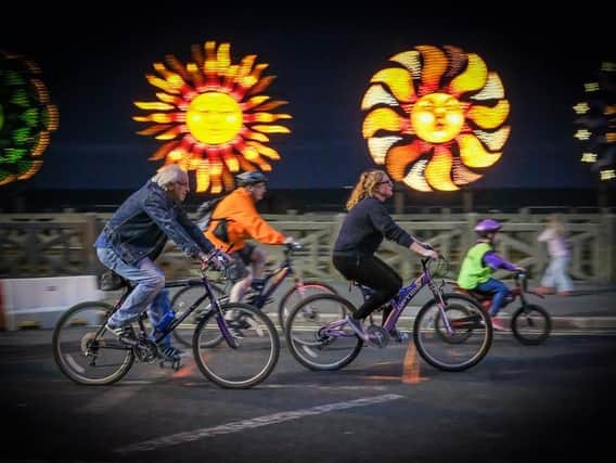 Cyclists Ride the Lights in Blackpool
