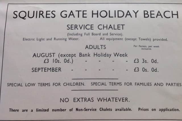 A page from the Squires Gate souvenir magazine in July, 1939, showing the title Squires Gate Holiday Beach