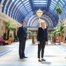 Conservative party co-chairman Amanda Milling with Blackpool South MP Scott Benton (left) and Blackpool North and Cleveleys MP Paul Maynard (right), inside the Winter Gardens