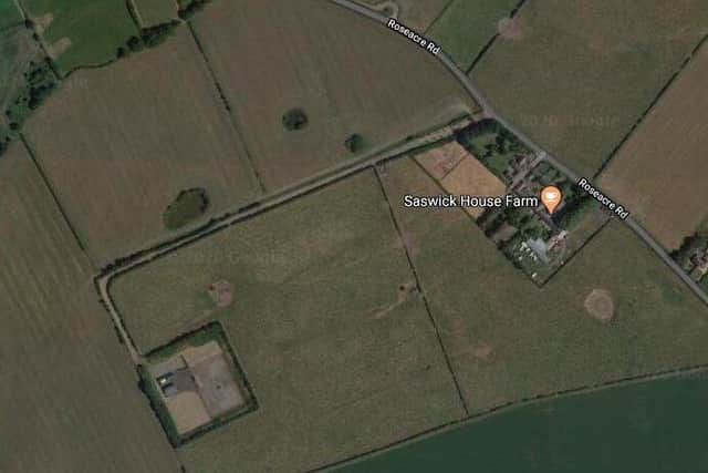 The Elswick natural gas site can be seen in the botttom left corner of the picture, accessed via a private route off Roseacre Road (image: Google)