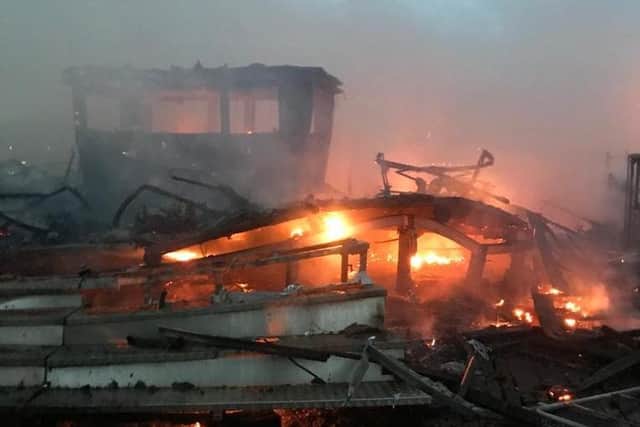 The scene of the fire at Central Pier this morning (July 17)