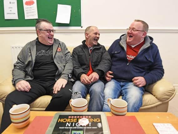 Dave Smith, Robert Johnstone and John Tyler at Men's Shed Fleetwood