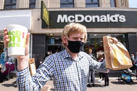 Reporter James Graves with his McDonalds takeaway