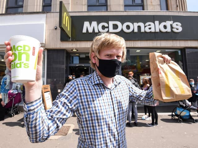 Reporter James Graves with his McDonalds takeaway