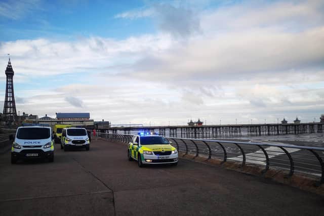 Emergency services at North Pier. (Credit: HM Coastguard Lytham)