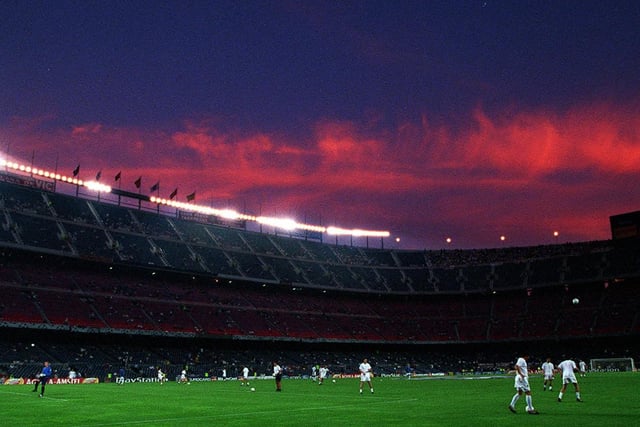 A Barcelona sky in the Nou Camp ahead of Leeds United's Champions League clash in September 2000.