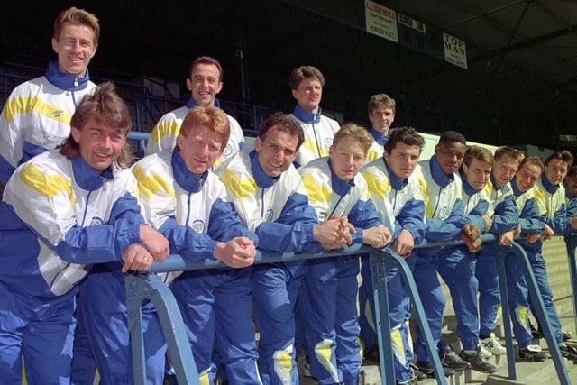 The team on The Kop ahead of the 1990/91 season.