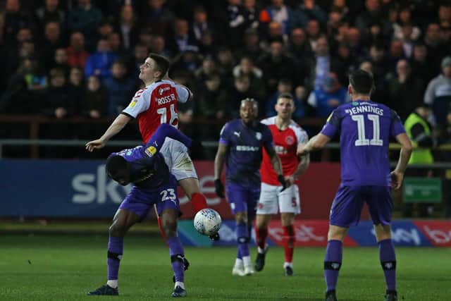 Jordan Rossiter in action on his final appearance for Fleetwood last November