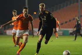 Ryan Hardie, here in action against Wolves Under-21s, scored his only Blackpool goal in the EFL Trophy
