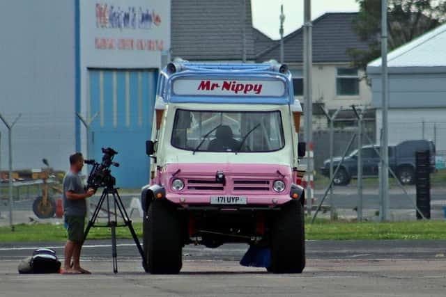 The electric Ice Cream monster truck on the runway at Blackpool Airport today (August 1). Pic credit: Paul Webster