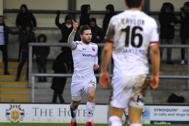 Luke Burke's next AFC Fylde appearance will be his 100th for the club Picture: STEVE MCLELLAN