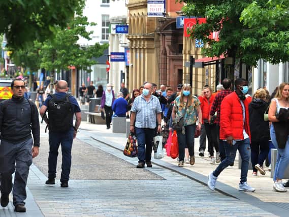 Shoppers on Fishergate in Preston city centre