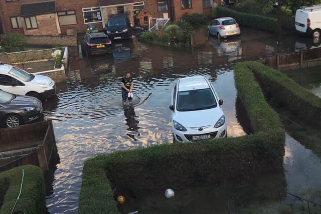 A flooded street in Kirkham this morning (August 11)