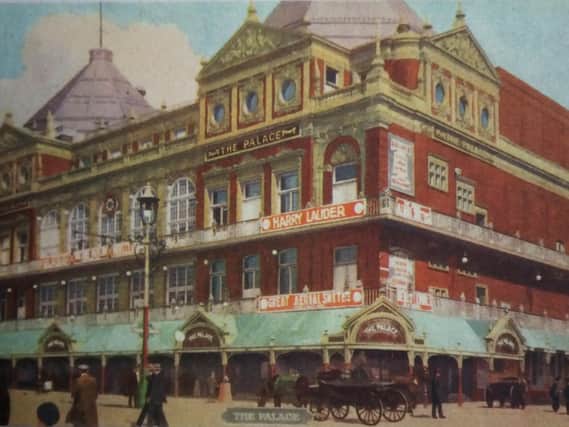 A coloured postcard of The Palace Theatre
