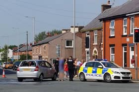 Images from the scene of the collision on Kirkham Road in Freckleton.