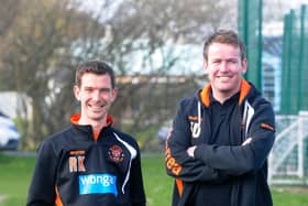 Ciaran Donnelly (right) with fellow coach Richie Kyle, now working for the FA, when he was last at Blackpool in 2017