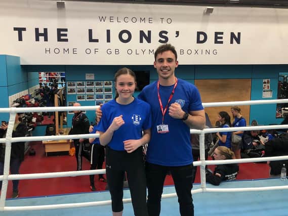 Sean McGann with talented young  Fleetwood boxer, Libby Moran. Picture: Fleetwood Gym Amateur Boxing Club
