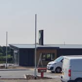 The new Starbucks drive-through being prepared for opening