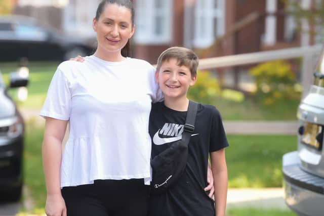 Harvey with mum Carley Saunders, who said she hoped that Harvey would learn the value of money before he started Hodgson Academy in September.