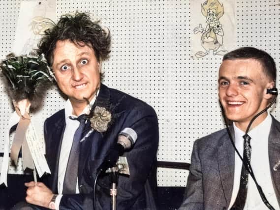Ken Dodd officially opened Blackpool Victoria Hospital's radio station in 1967. Also pictured is David Gregson aka DJ Dave Kenny