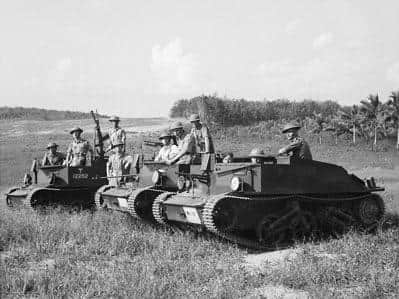 British forces in the Far East in their bren gun carriers