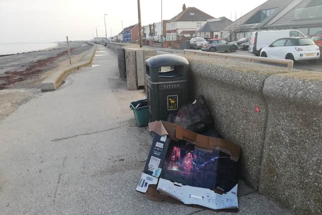Fly-tipping along Rossall promenade - Wyre council and Love My Beach issued reminders to locals to make use of recycling centres. Photo: Rebecca Beardmore, JPI Media