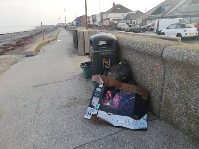 Fly-tipping along Rossall promenade - Wyre council and Love My Beach issued reminders to locals to make use of recycling centres. Photo: Rebecca Beardmore, JPI Media