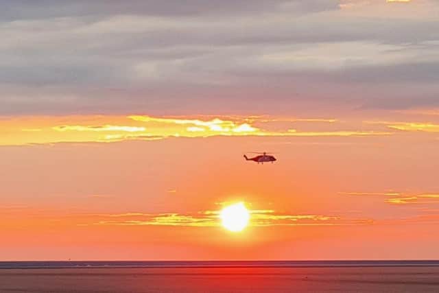 A helicopter taking part in the search and rescue efforts at St Annes on Saturday evening (August 15). Pic: Brendan Brooks