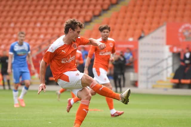 Matty Virtue scores Blackpool's winner against Barrow