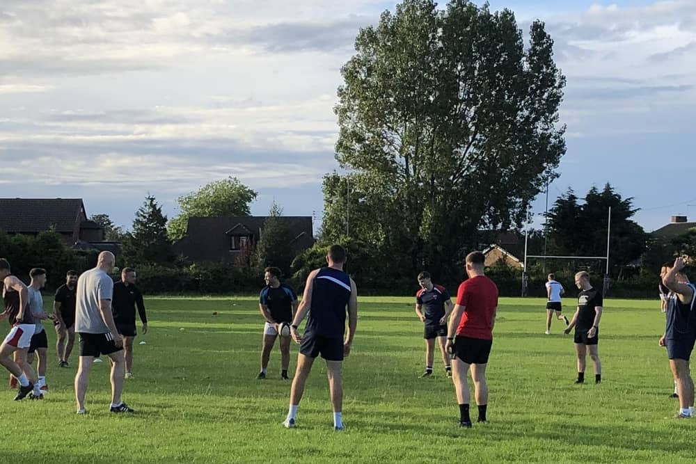 The first XV squad at Fylde RFC back at the Woodlands for their first training session since March