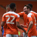 CJ Hamilton celebrates giving Blackpool an early lead