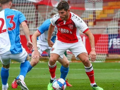 Goalscorer Ched Evans on the ball for Fleetwood against Blackburn  Picture: FLEETWOOD TOWN FC