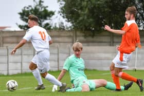 Ben Roberts scores for AFC Blackpool   Picture: Adam Gee